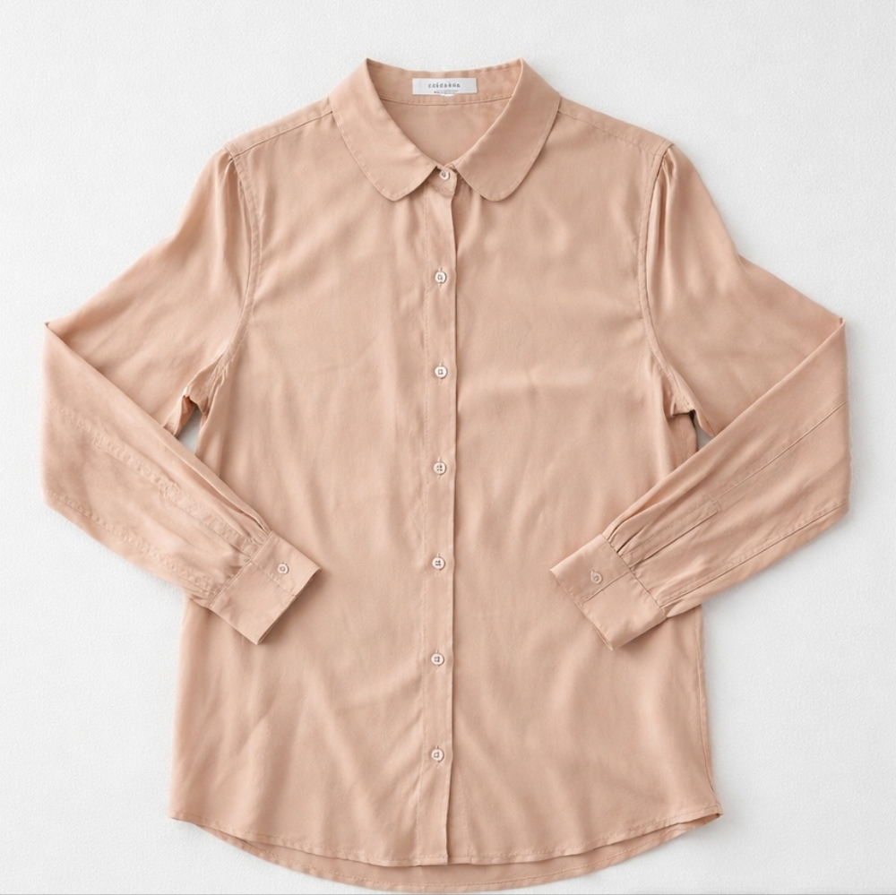 Everlane Long Sleeve Button Blouse 100% Silk Blush Color Size Small ECU!